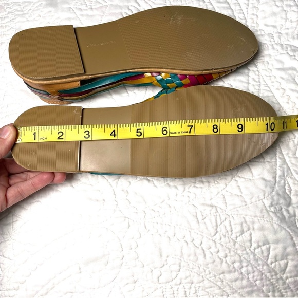 Women’s Calzado Artisanal Leather Huaraches Colorful Woven Design Size 9 - Picture 11 of 12